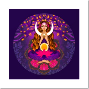 Moon goddess meditation Posters and Art